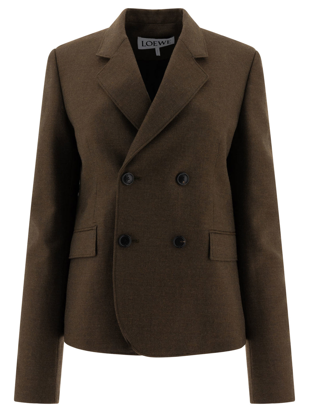 Loewe Double-Breasted Wool Blazer Jackets and Coats - Green | 81ee2b0b3ca3c09cd529f662d59cd043d72433fb