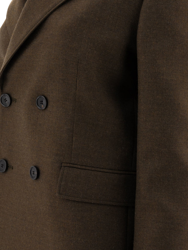 Loewe Double-Breasted Wool Blazer Jackets and Coats - Green | f916360fc1e98cd6d5dae8602db55b30bd7eda94