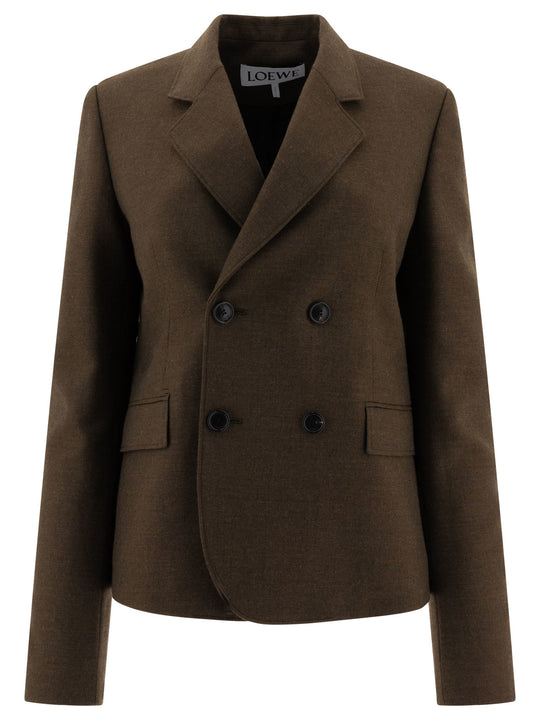 Double-Breasted Wool Blazer Jackets And Coats Green
