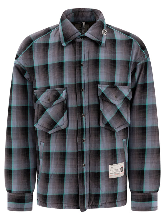 Padded Check Overshirt Jackets And Coats Grey