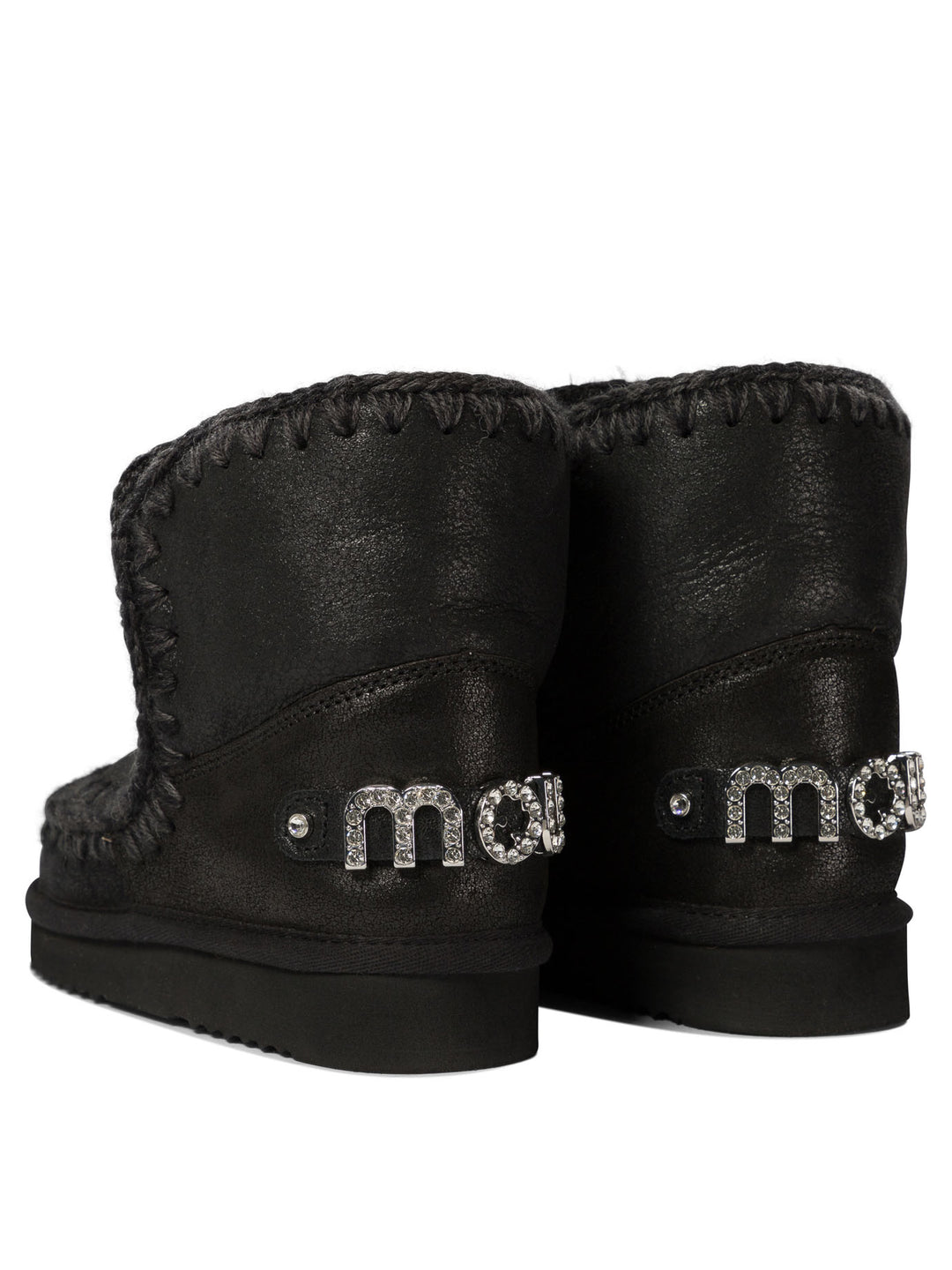 Mou Eskimo 18 With Rhinestones Logo Ankle Boots - Black | 86e20da3c2680874e7cbe56927f13aa31a80afd9