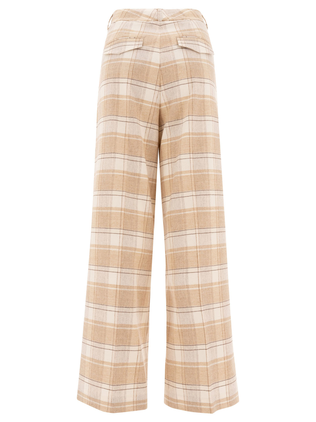 Peserico Check Wool Trousers - Beige | f36e8b53238a121032154957c41c76838117a44a