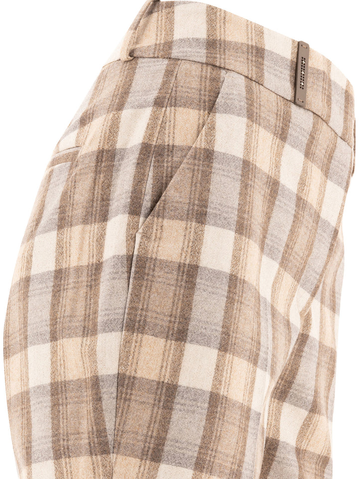 Peserico Check Wool Trousers - Beige | 5feeb3c3d6e87f365f589a5950298473f74b30ee