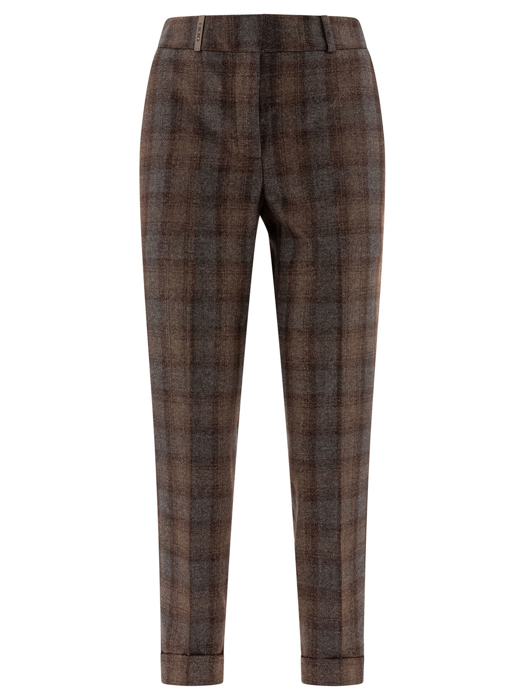 Peserico Check Wool Trousers - Brown | 0e3e45b9e9352a22766ad356c3d6c527e6b63248