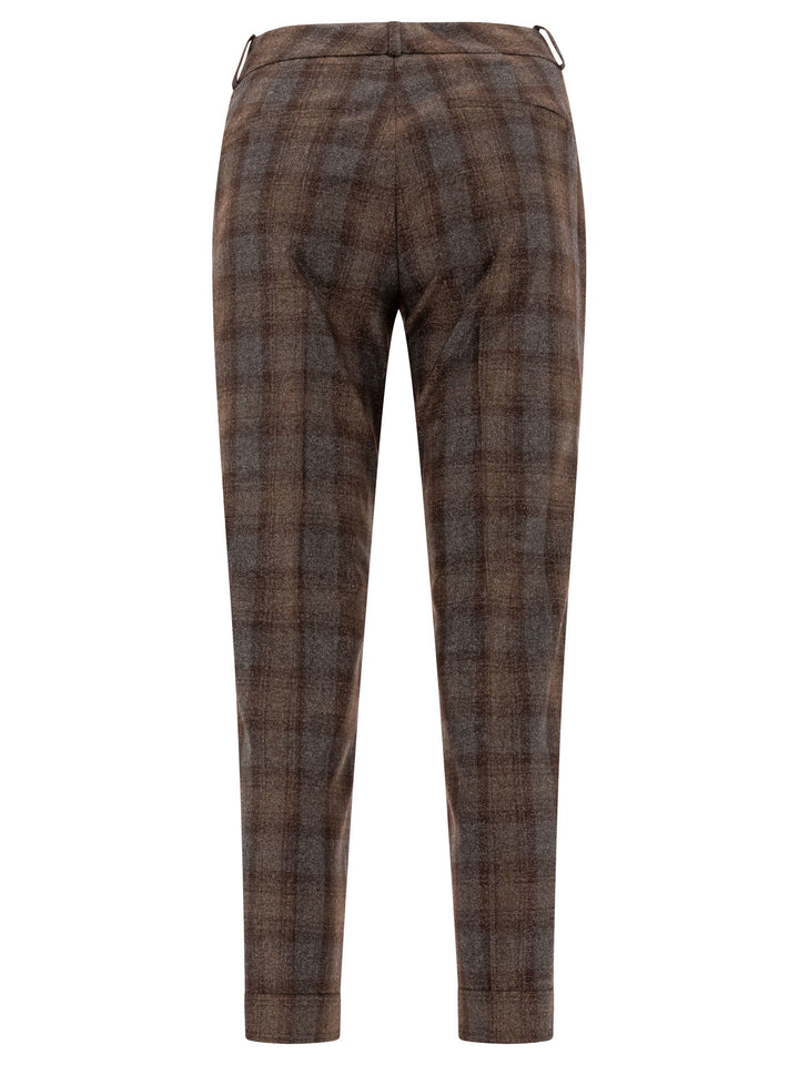 Peserico Check Wool Trousers - Brown | 9bc10687e77faa6ea7eef70c301a6f97d049ae37