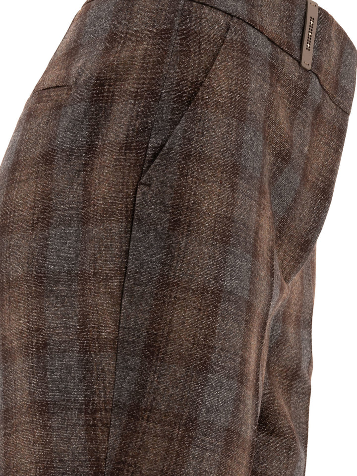 Peserico Check Wool Trousers - Brown | e1f4d25a4372ff403c2c49454aa3408818af8199