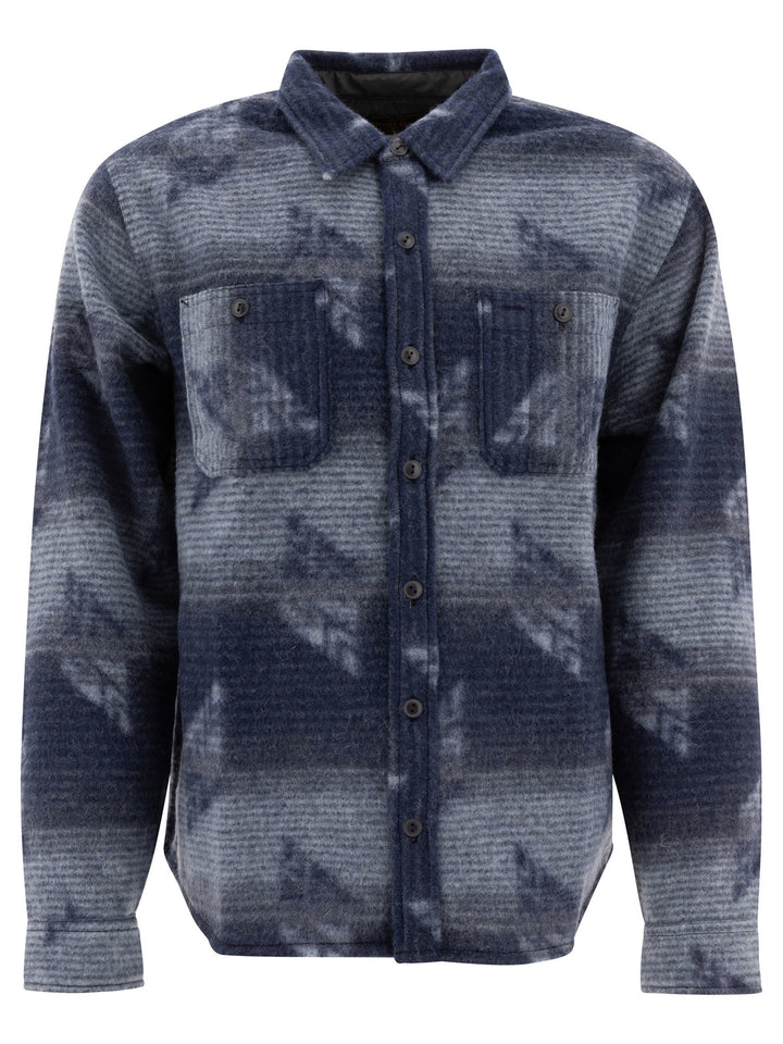 Rrl By Ralph Lauren Jacquard Overshirt Jackets and Coats - Blue | 412ea18ea98809e26f70cdc1ab0ad459b38a3ca4