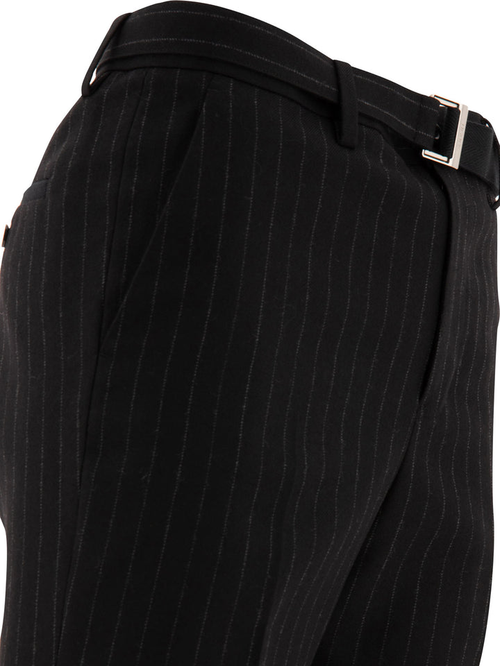 Sacai Pinstriped Trousers - Black | 3cfc9ce7c3b6df1955b43924d6dc461f0da78b99