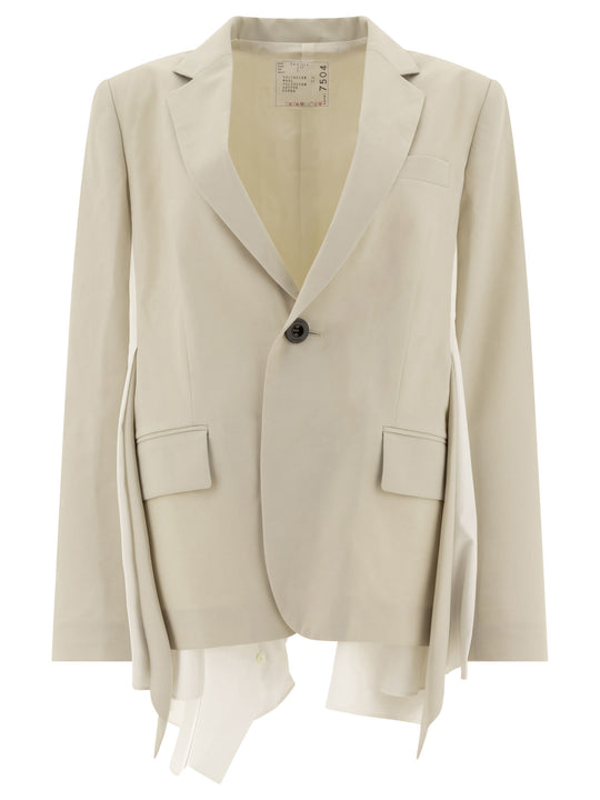Combined Blazer Jackets And Coats Beige