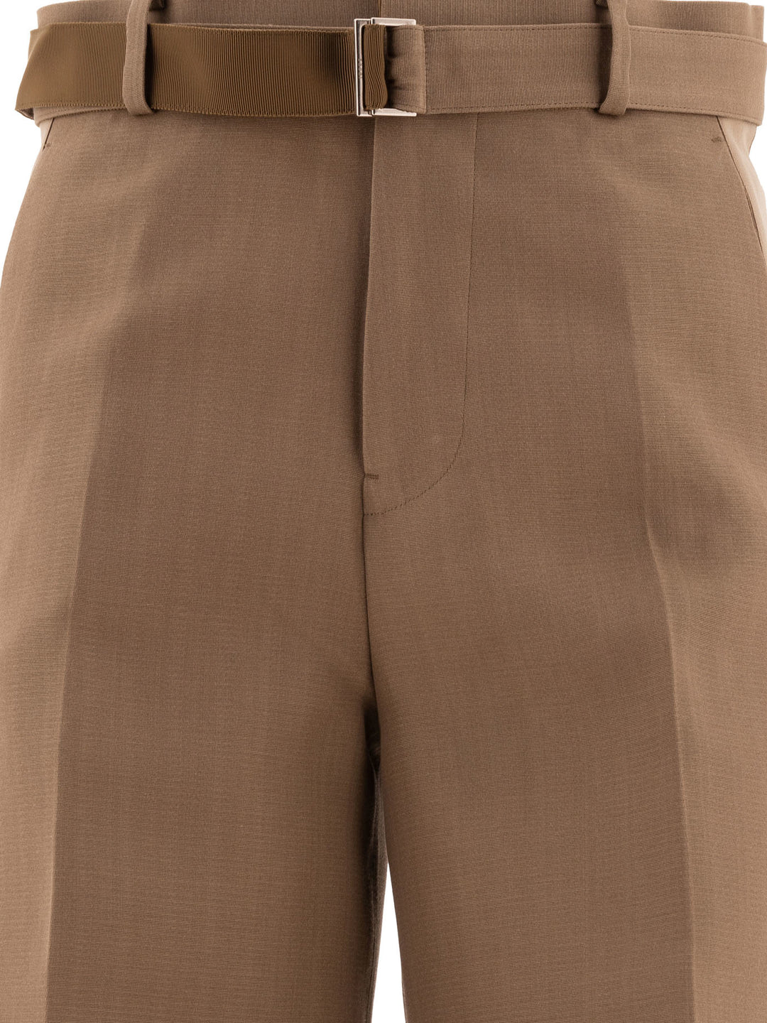 Sacai Tailored Belted Trousers - Beige | 3f01c6fd8a56d139547439e0cd825192494844a1