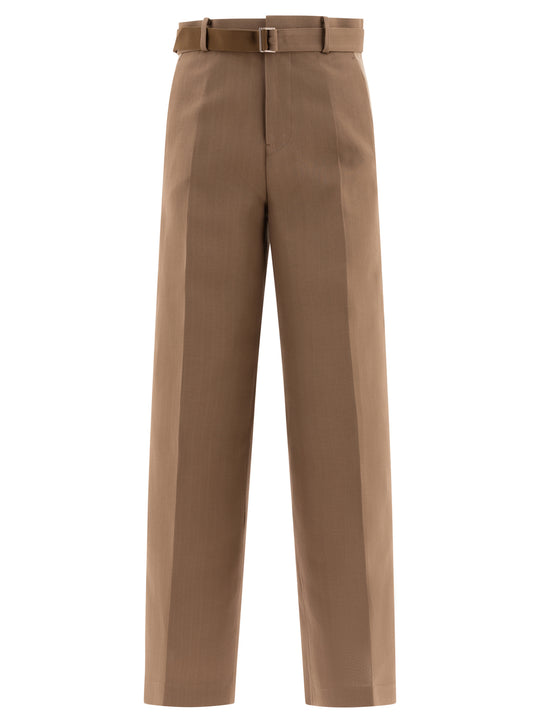 Tailored Belted Trousers Beige