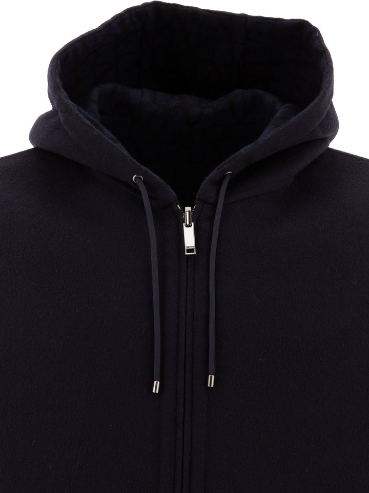 Valentino Reversible Hoodie-Style Coat Jackets and Coats - Blue | 9ab01588987ed5f085480c6381d12dd97a359817