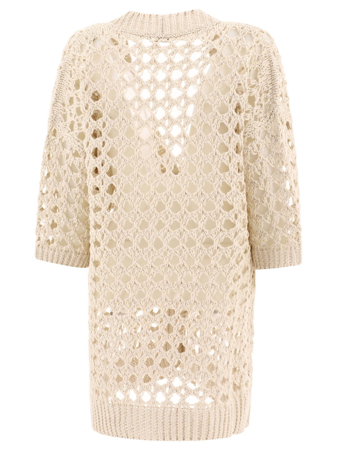 Brunello Cucinelli Juta And Cotton Mesh Cardigan Knitwear - Beige | f0fee1050011aee0c56ae7807fc3e349cc76bc7d