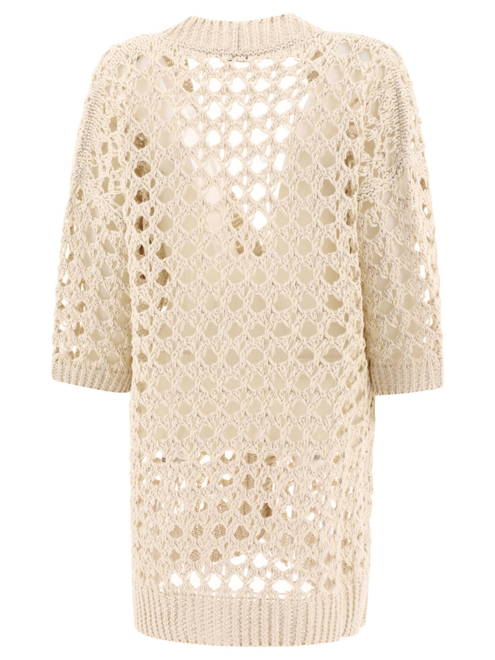 Brunello Cucinelli Juta And Cotton Mesh Cardigan Knitwear - Beige | f0fee1050011aee0c56ae7807fc3e349cc76bc7d