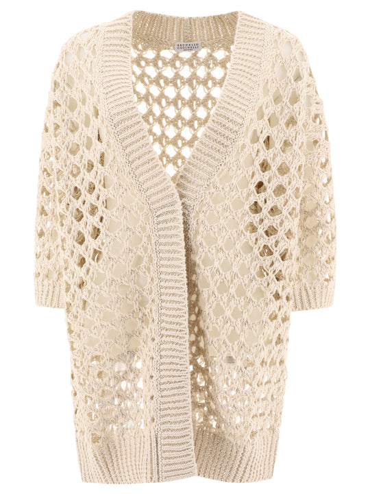 Juta And Cotton Mesh Cardigan Knitwear Beige