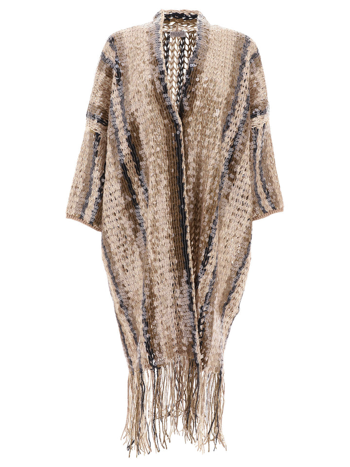 Brunello Cucinelli Jute And Cotton Cardigan Knitwear - Gold | 3f4498414199e0e408fc8fb81c323164442eb949