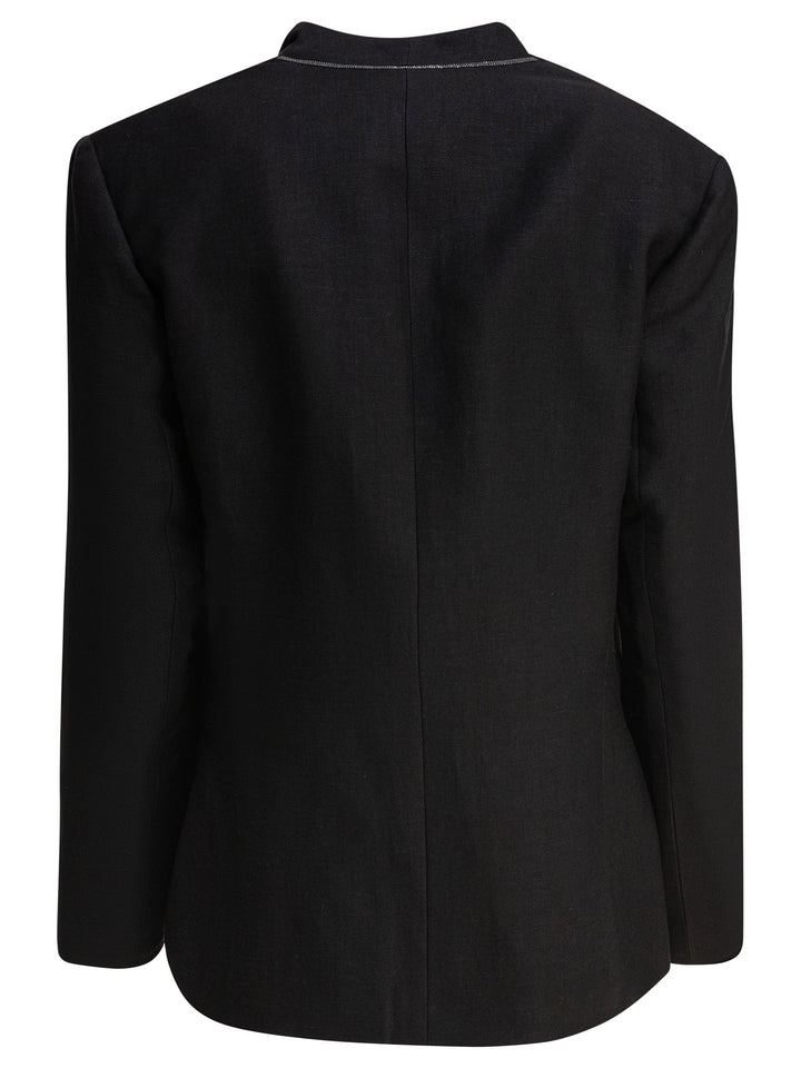 Brunello Cucinelli Blazer With Integrated Tank Top Jackets and Coats - Black | e1013eda704cd832b372d49a40a630f5928cee1b
