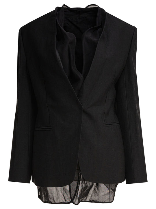 Blazer With Integrated Tank Top Jackets And Coats Black