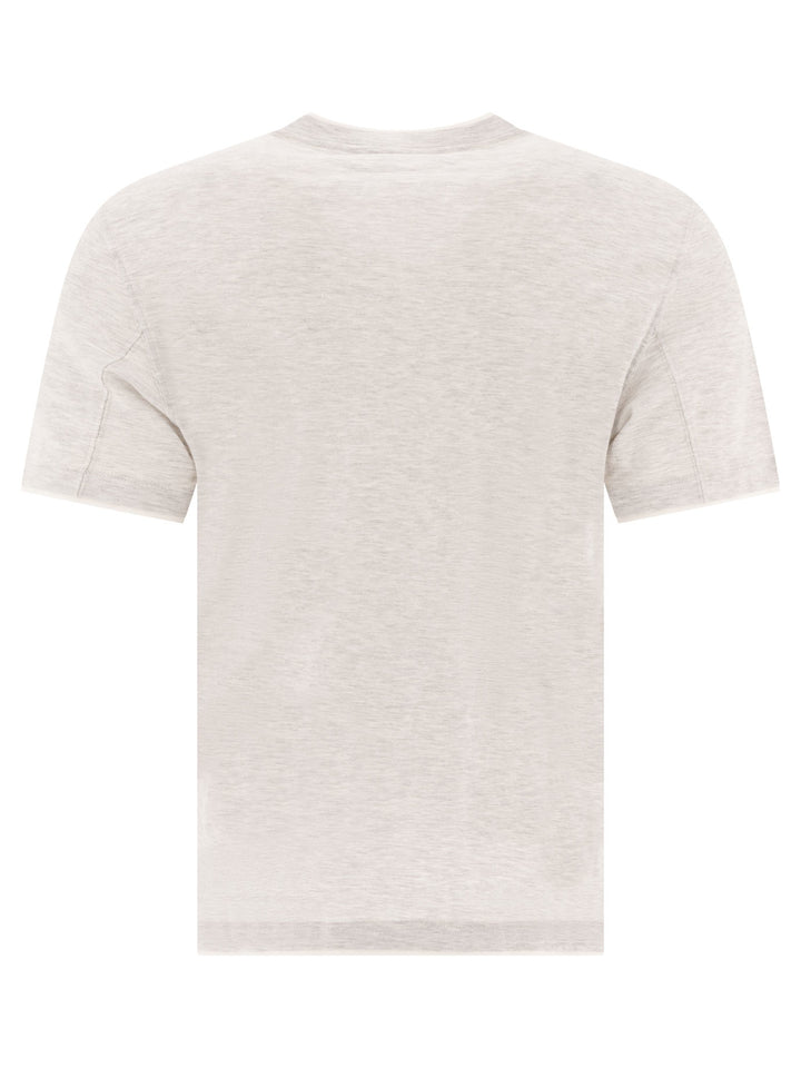 Brunello Cucinelli Crew-Neck T-Shirt In Linen And Cotton Jersey With Faux Layering T-shirts - Grey | 261b360bc8c51500dbb8f517294cf9732e3aa9cc