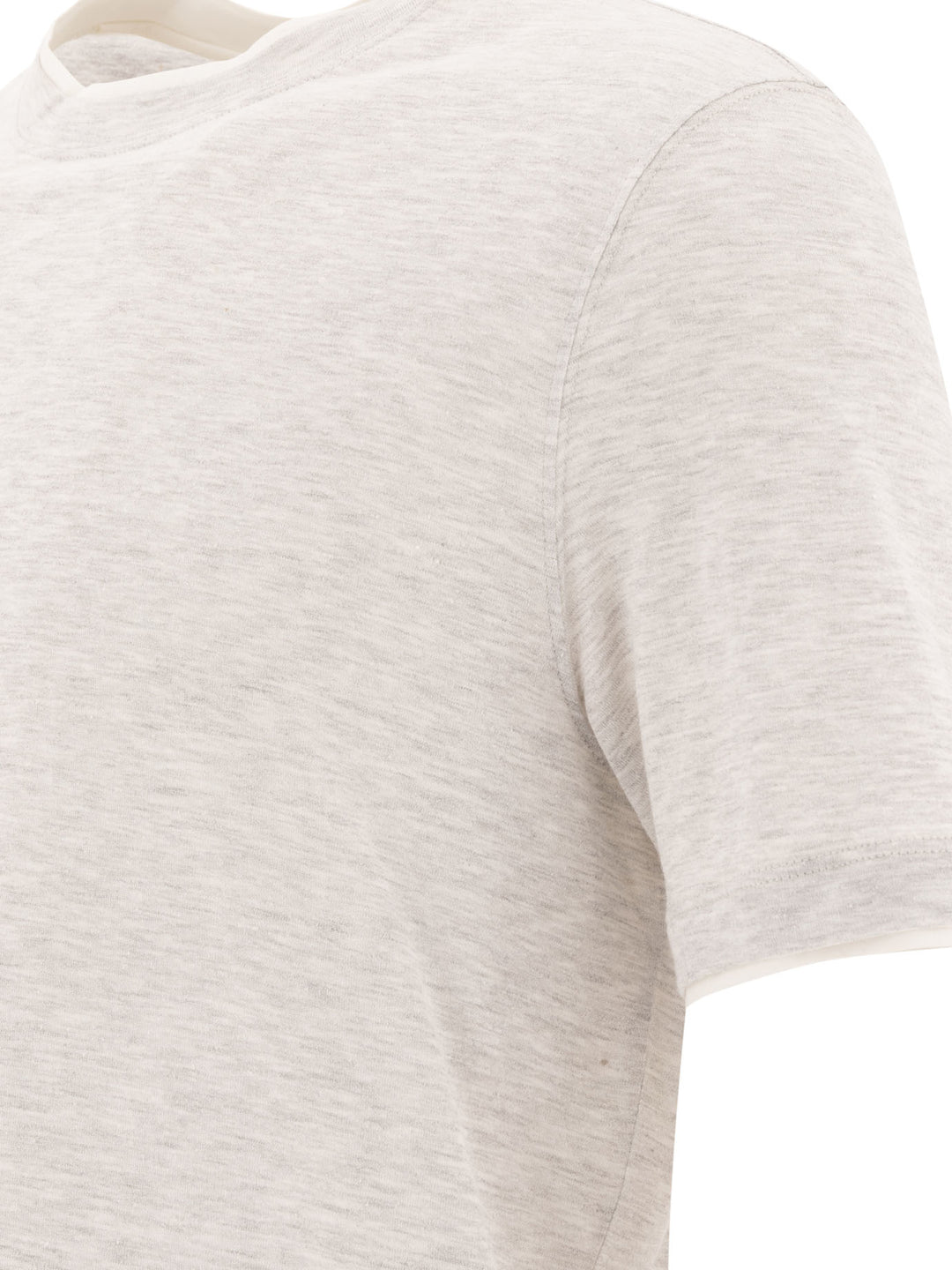Brunello Cucinelli Crew-Neck T-Shirt In Linen And Cotton Jersey With Faux Layering T-shirts - Grey | 3615ee8d549000d05be3fcaa06d4c5751719f13c