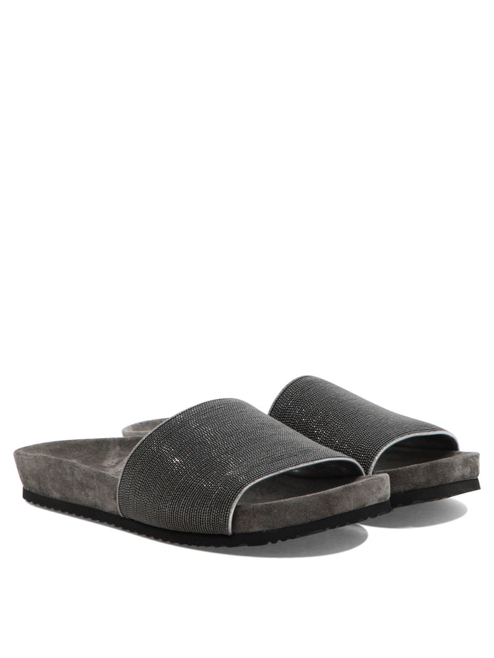Brunello Cucinelli Precious Sandals - Grey | 79cc66b19c8d52e1655d37546e72d9dae7c788c3