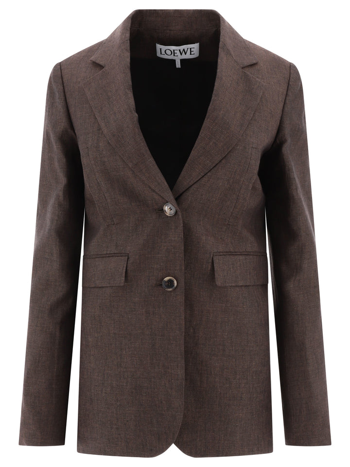 Loewe Linen Blazer Jackets and Coats - Brown | 5e53977d962d9a6dfa63c3409e01ba564d857e82