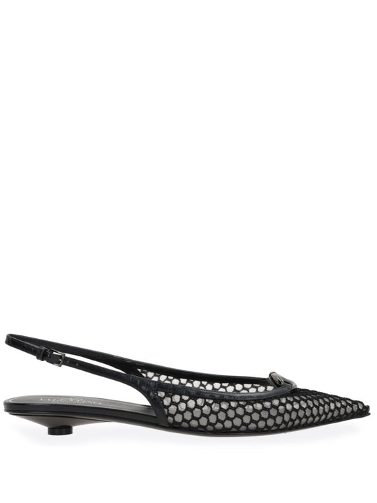 Pointed Slingback Ballet Flats 20 Mm Heeled Shoes Black