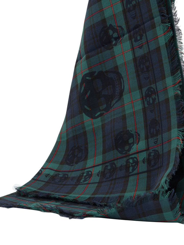 Alexander Mcqueen Scarf Tartan Skull 104x120 Sciarpe & Foulard - Blue | 5fead469dfbcdc9cb9b55d928bf5ff505607ec68