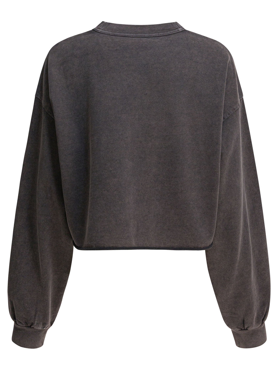 Alexander Wang Cropped Crewneck Sweatshirt Sweatshirts - Black | 00e72fc681ac69e4fe2501ac386e5421f48ea361