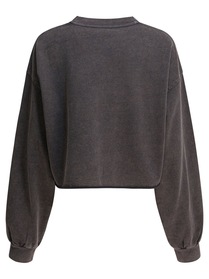 Alexander Wang Cropped Crewneck Sweatshirt Sweatshirts - Black | 00e72fc681ac69e4fe2501ac386e5421f48ea361
