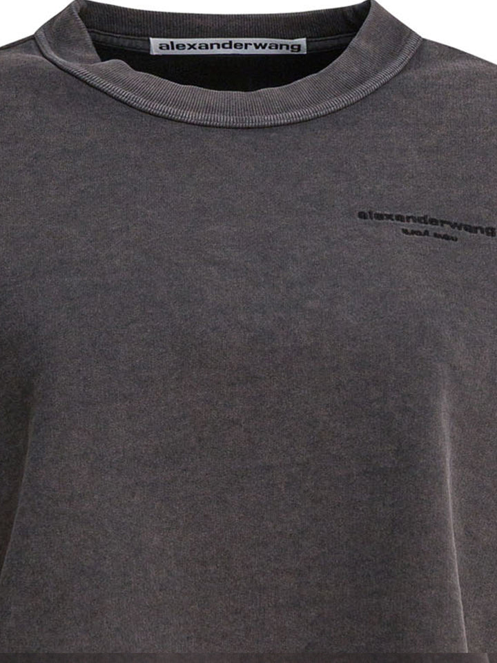 Alexander Wang Cropped Crewneck Sweatshirt Sweatshirts - Black | e26235e0bf620d132b224d509d60c58ae94cb6d2