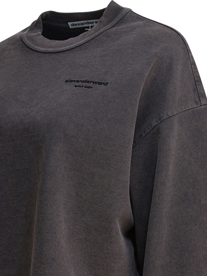 Alexander Wang Cropped Crewneck Sweatshirt Sweatshirts - Black | 0e593998a6e2cddbf5cbf82d620d0fd7b37a9fc8