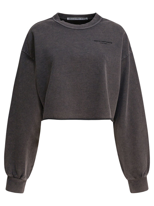 Cropped Crewneck Sweatshirt Sweatshirts Black