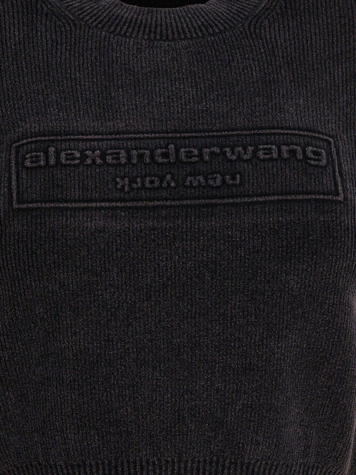 Alexander Wang Cropped T-Shirt With Logo T-shirts - Black | 8760ae9ad7369083d24998c5bd57f55ddd580f0f