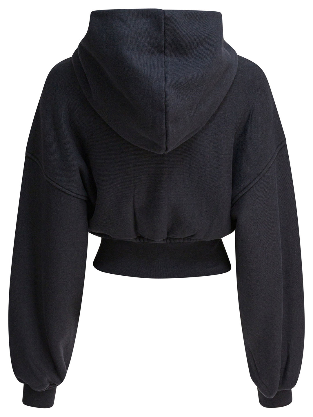 Alexander Wang Cropped Zip Up Hoodie With Branded Seam Label Sweatshirts - Black | c0d02686f87f8620dcdbaad6e1a1b7bea67832fb