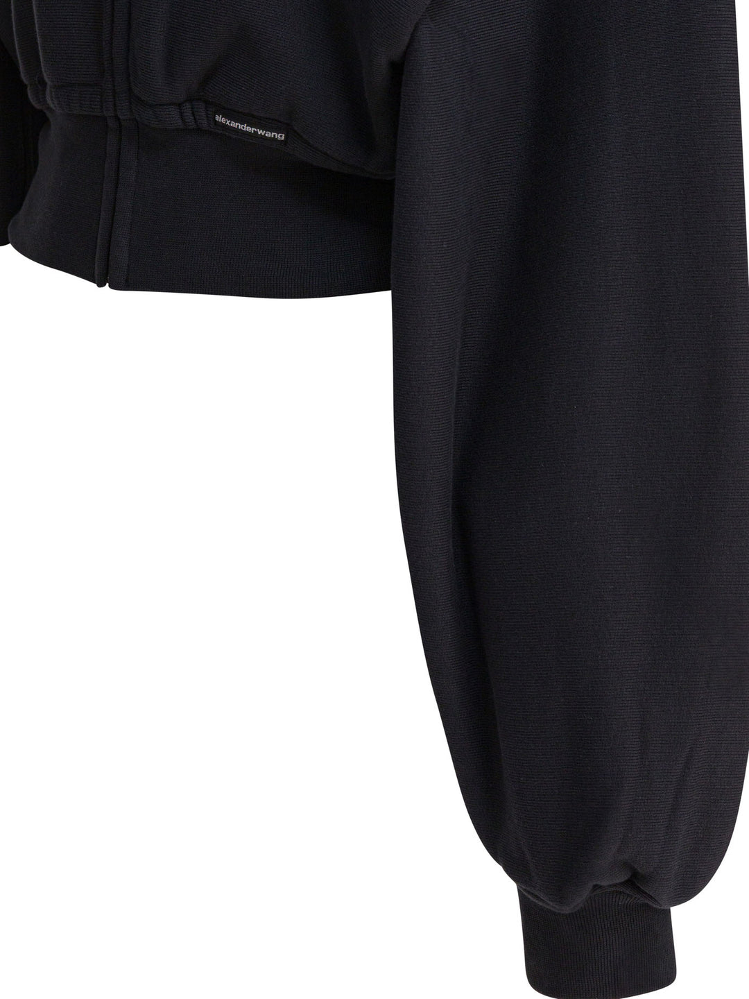 Alexander Wang Cropped Zip Up Hoodie With Branded Seam Label Sweatshirts - Black | 77f34f8b87743e1233c2145d10b6574376abe169