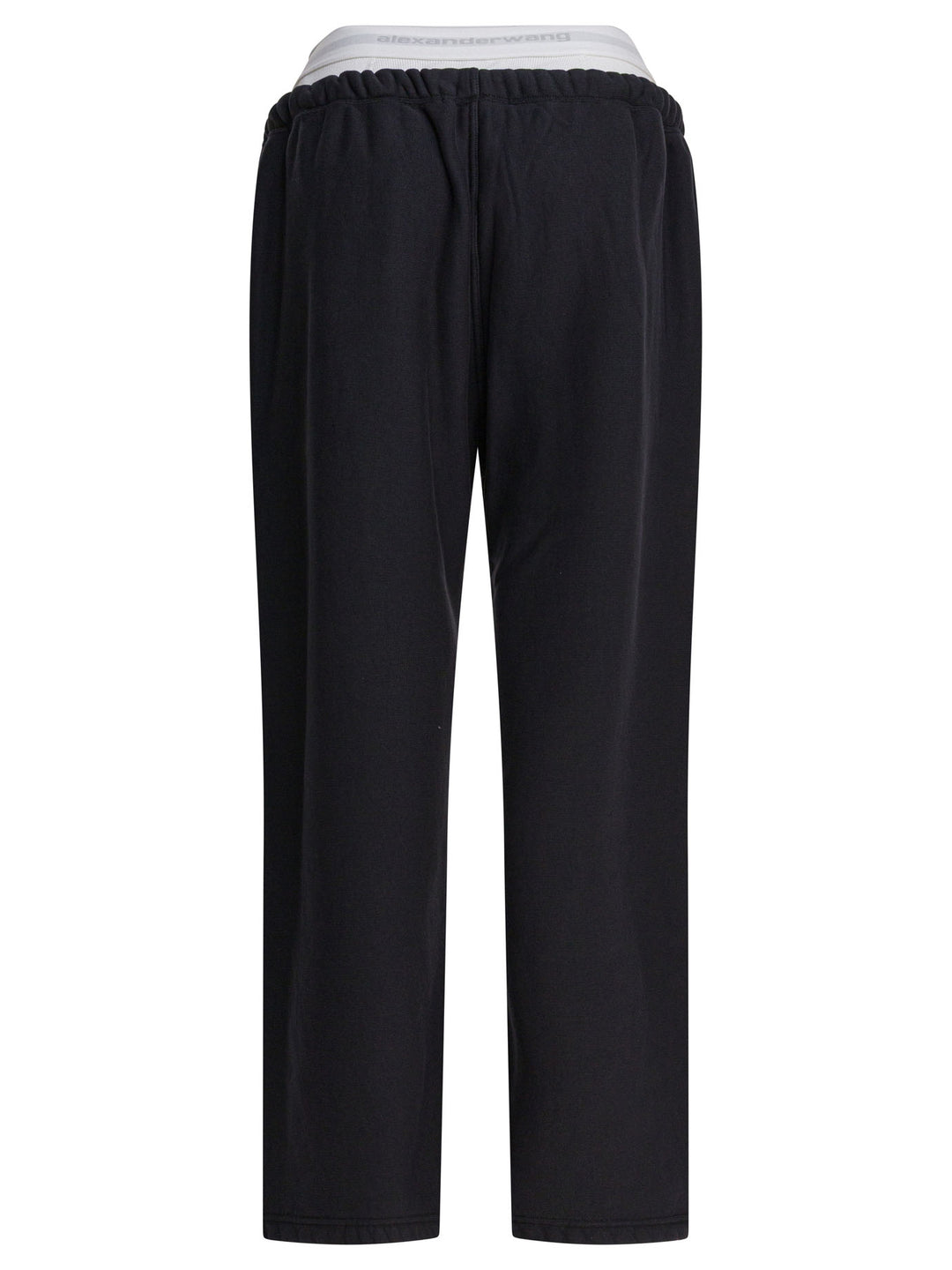 Alexander Wang Wide Leg Sweatpant W/ Logo Elastic Exposed Brief Trousers - Black | 1139a7f7535e29cc7361bcd882fe31a828b24666