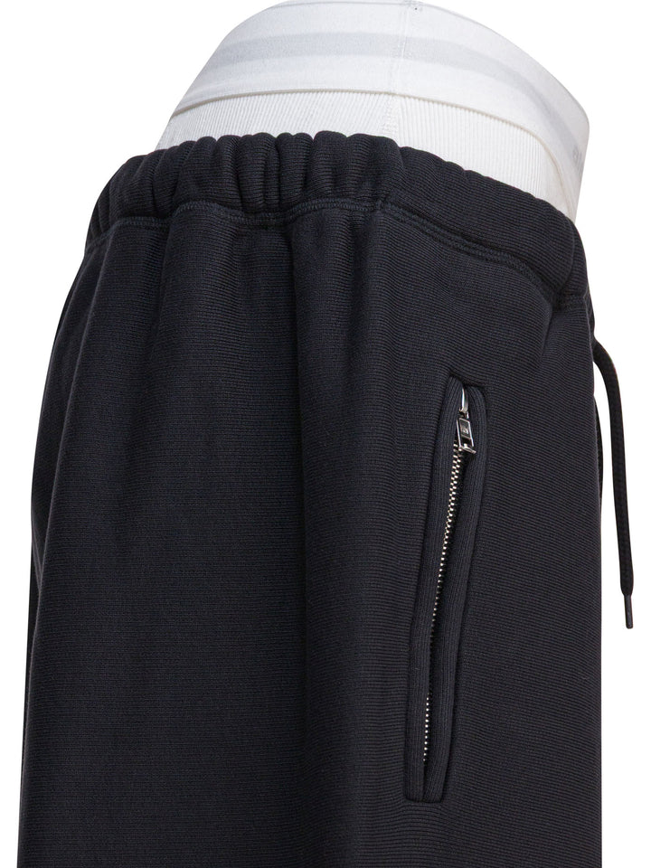 Alexander Wang Wide Leg Sweatpant W/ Logo Elastic Exposed Brief Trousers - Black | 535c2f878b43d997331814d33ba028280e8252cf