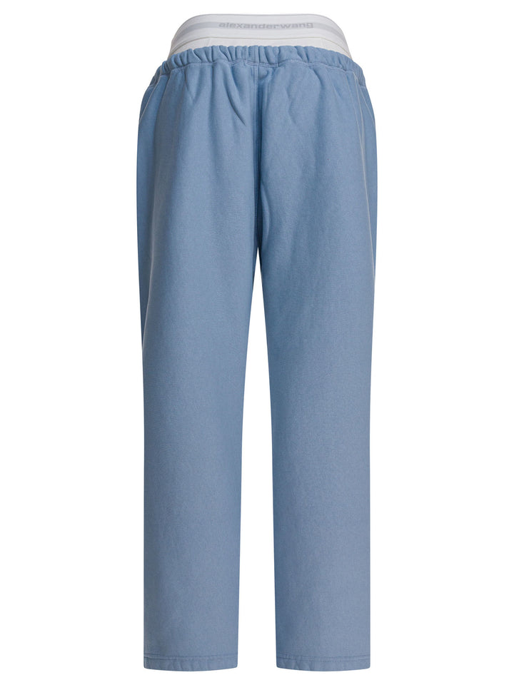 Alexander Wang Wide Leg Sweatpant W/ Logo Elastic Exposed Brief Trousers - Blue | effb732a6f2c466cabf816acd714f55339cf52dc