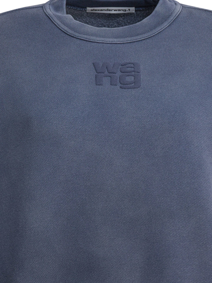 Alexander Wang Cotton Sweatshirt With Logo Sweatshirts - Blue | 900f47bcd2489e0176cb89d49122439a2f37a7ee