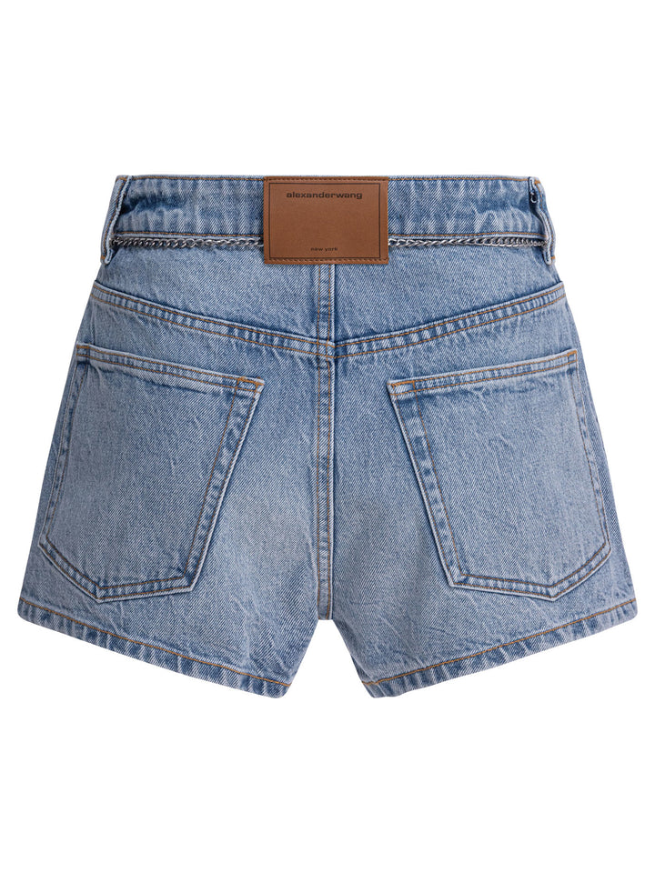 Alexander Wang High Rise Skort With Chain Belt Shorts - Blue | 2b49406caeba6fea2fd77d3beeb2fa6795188843