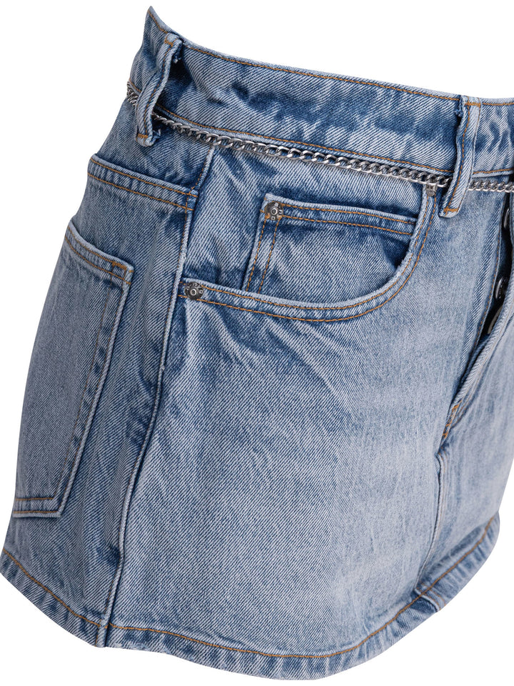 Alexander Wang High Rise Skort With Chain Belt Shorts - Blue | 448b258eee7c67268515721c76d95d108adf506e
