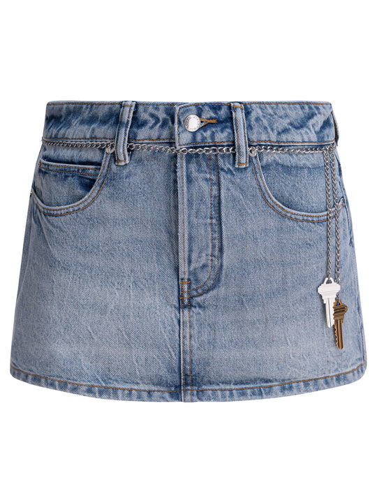 High Rise Skort With Chain Belt Shorts Blue