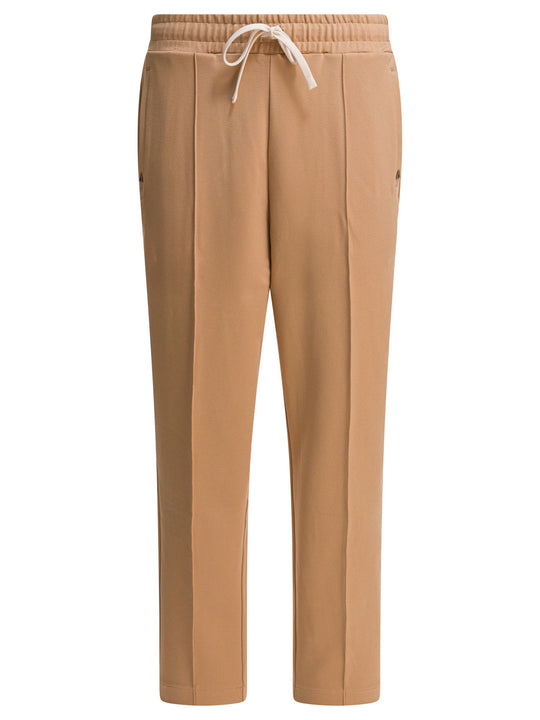 Pants With Elasticized Waist Trousers Brown