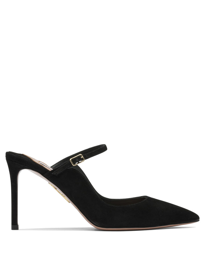 Aquazzura Mary Jane Mule With Heel 80mm Heeled shoes - Black | ca2709b3d4e76459ad7e95f11aaa86a706102933