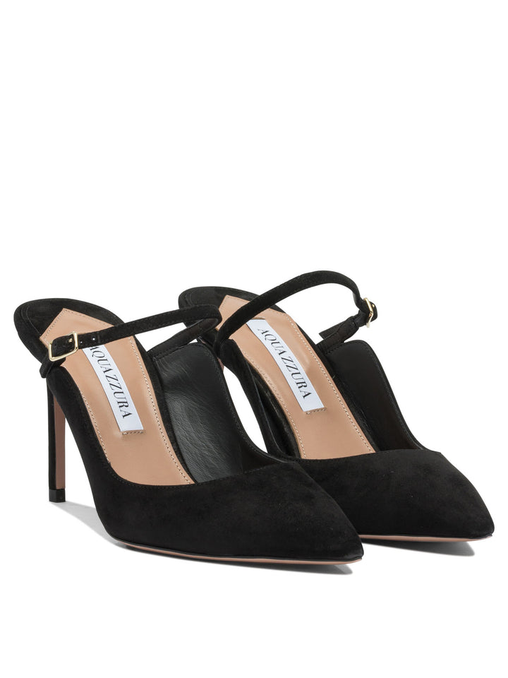 Aquazzura Mary Jane Mule With Heel 80mm Heeled shoes - Black | 0d4b32716b5cea2f6f3ae5234a3952aa963903f2