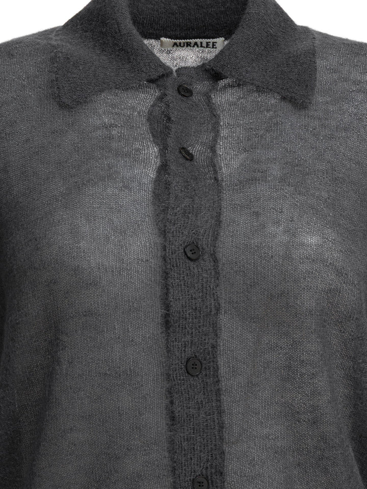 Auralee Mohair Wool Cardigan Knitwear - Grey | 8d736998280ea93203577a8d5bf4b55784933c95