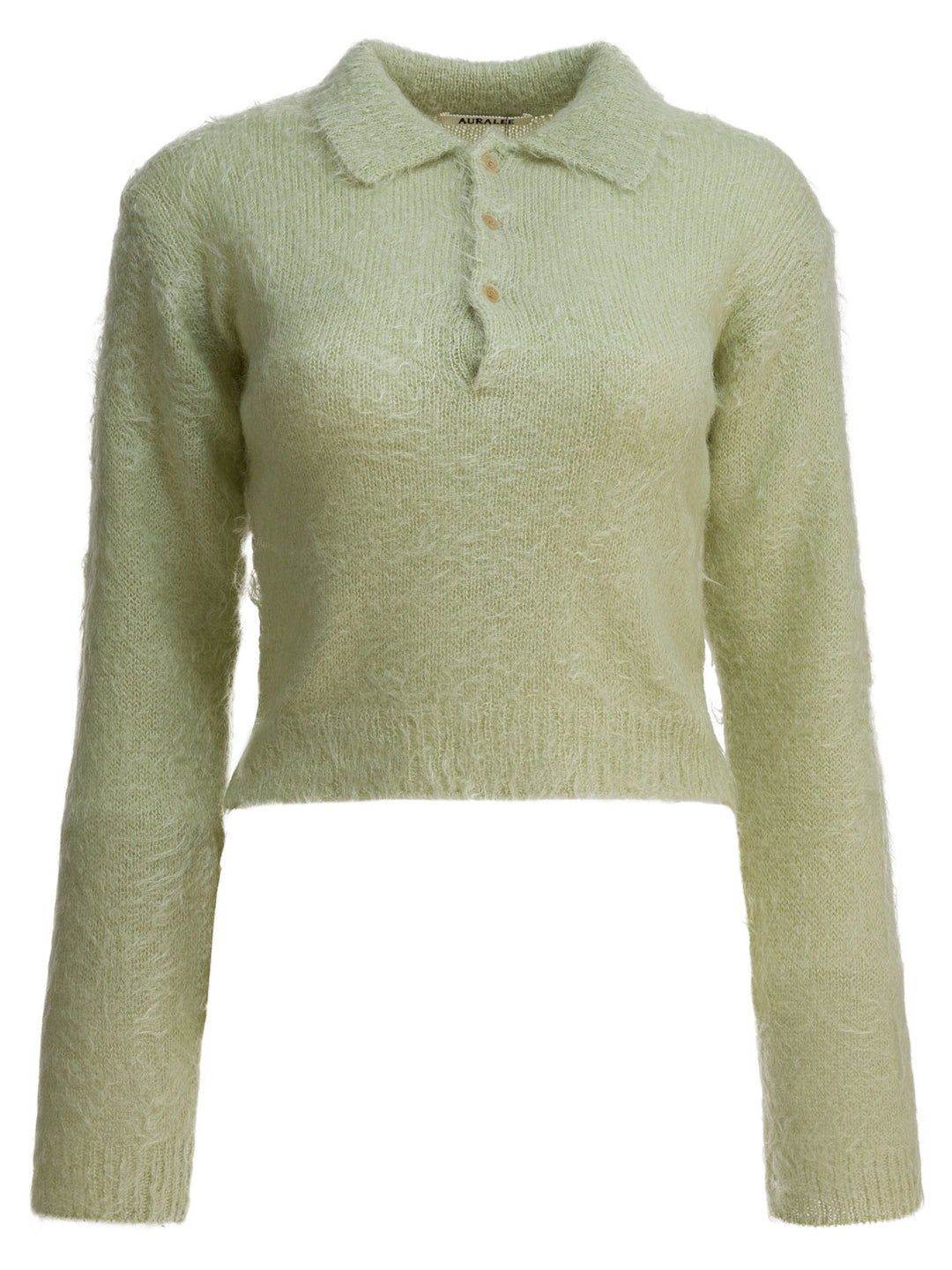 Auralee Mohair And Wool Polo Sweater Knitwear - Green | 8ba819f32ad76d8273eb9ba97acad0babffe0059