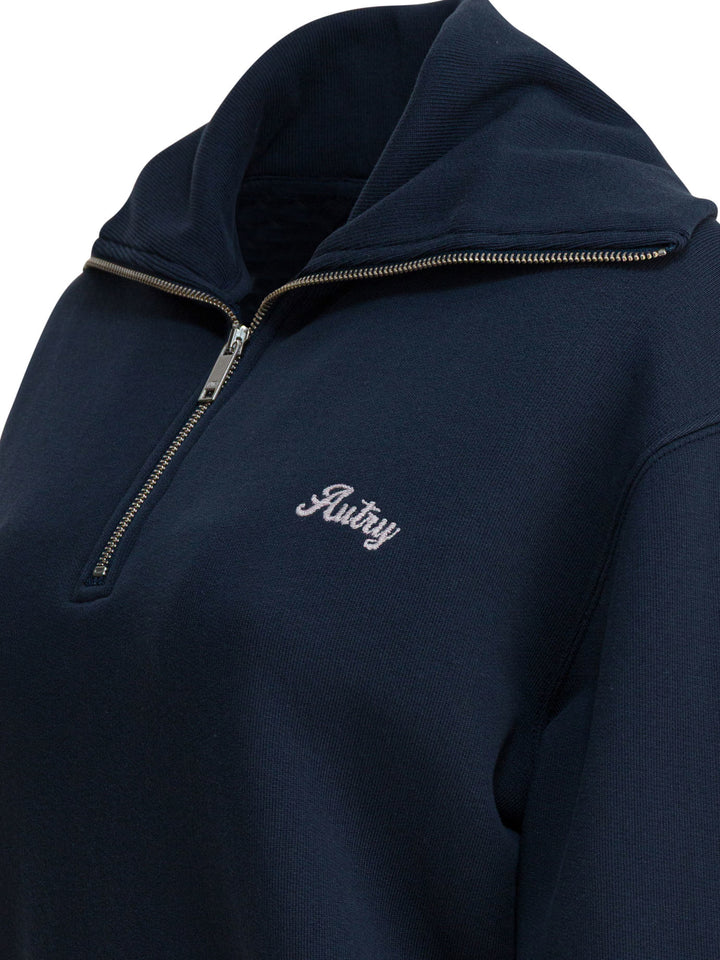 Autry Sweatshirt With Half Zipper And Club Logo Sweatshirts - Blue | 115df790c4fe6c3ba2e284bc6cbe6167c70b0830