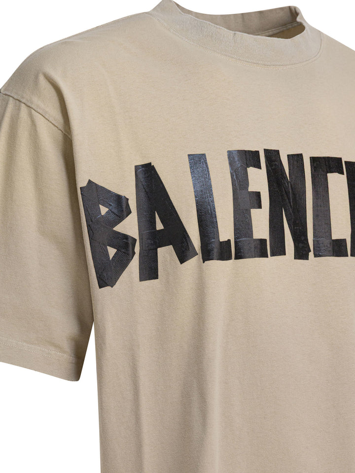 Balenciaga Tape Type T-shirts - Beige | 759384ec8dcdfc8fea62a961dbac89907bd2449f